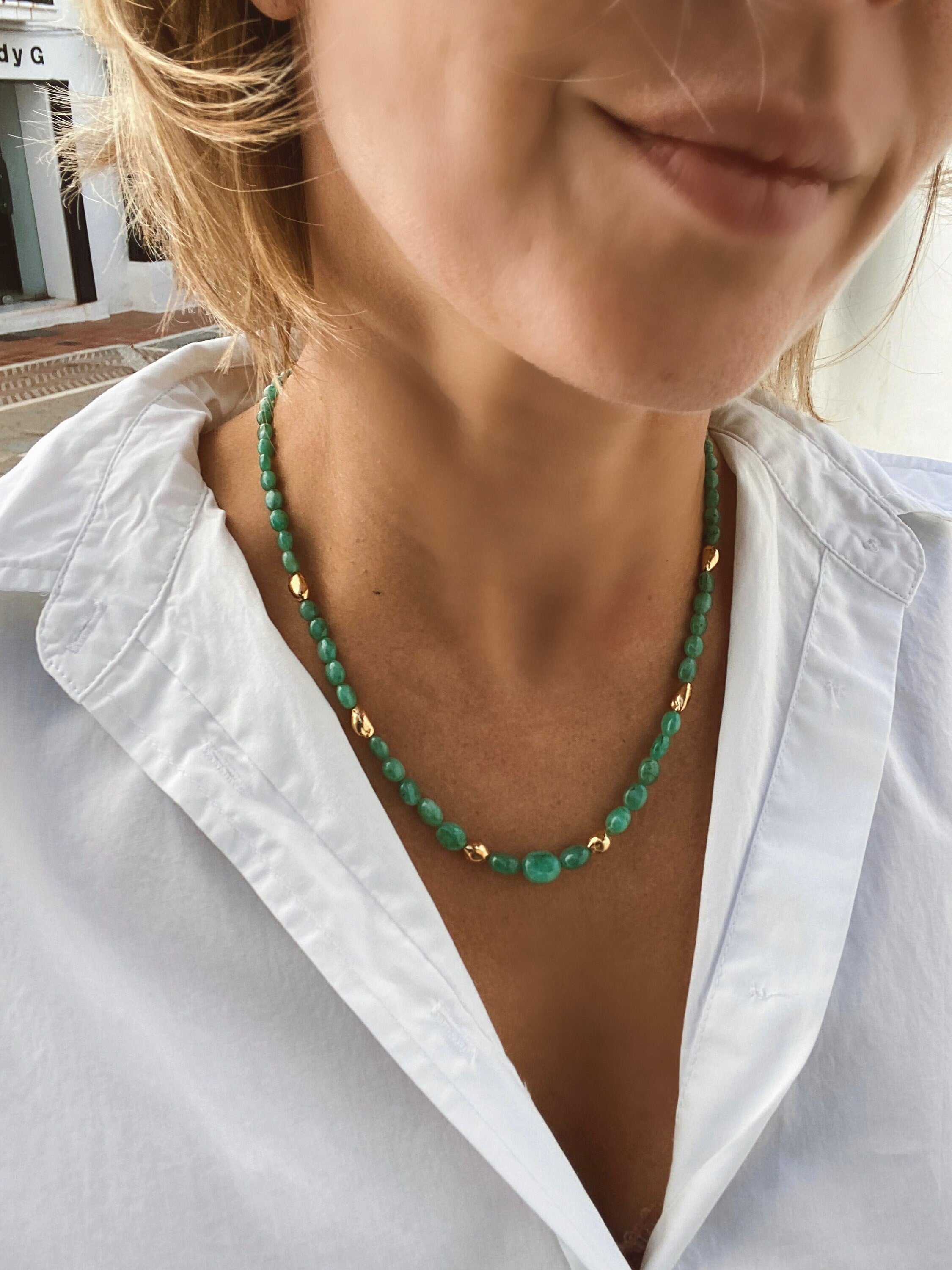 Zambian emerald nugget necklace