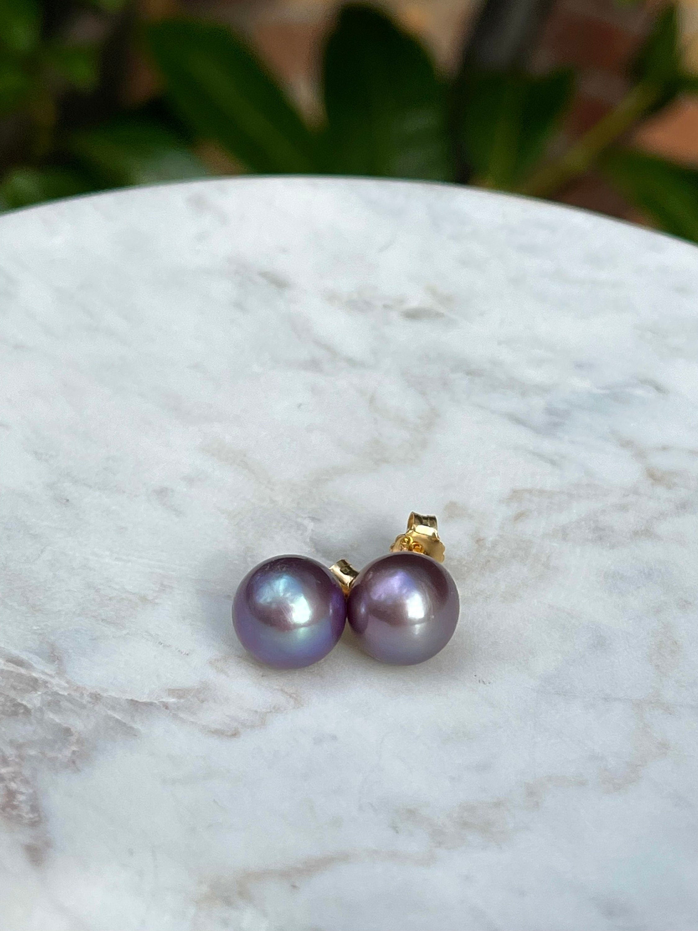 Purple Pearl Stud earrings