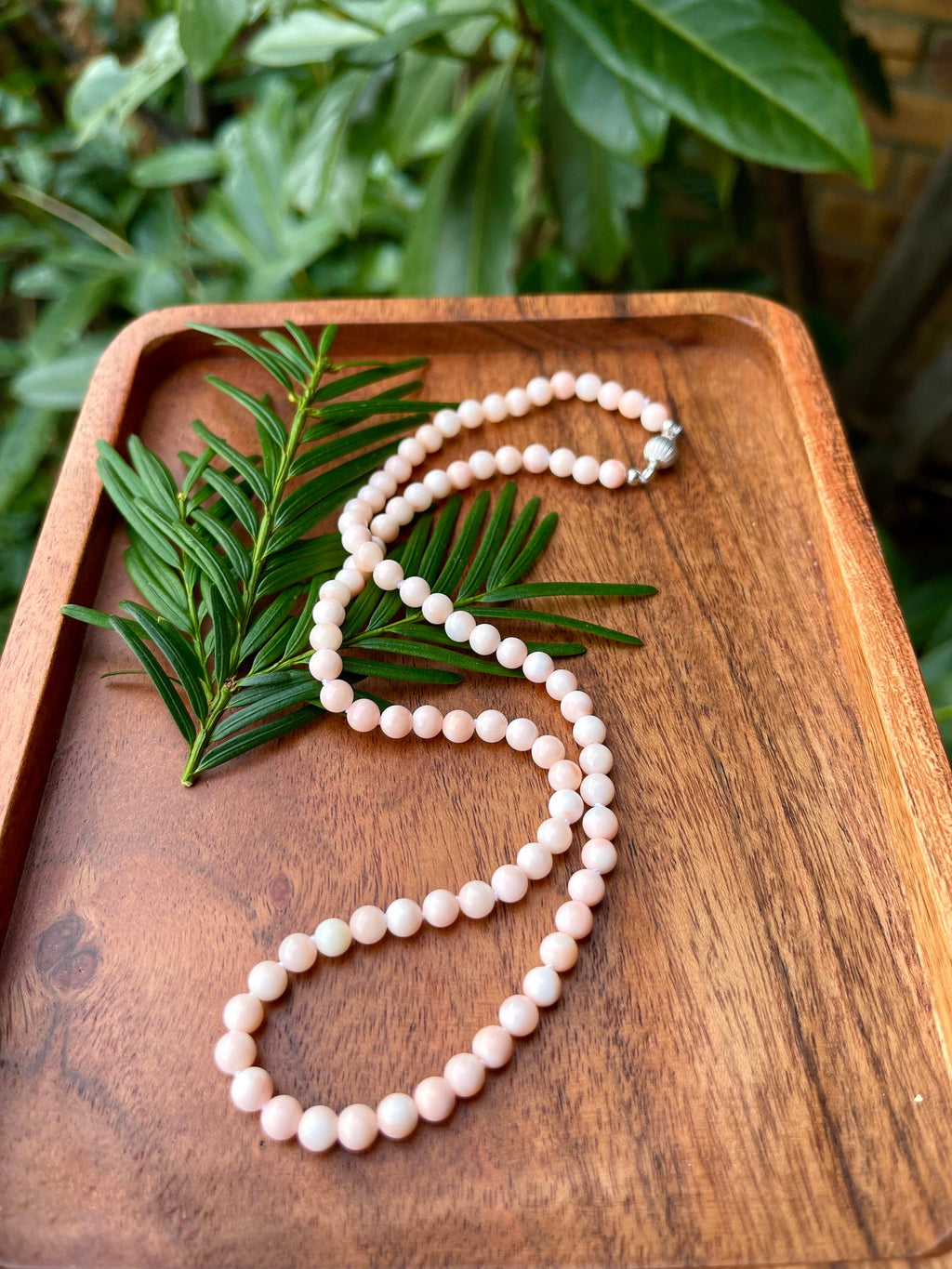 Genuine angel skin coral necklace "Piel de Angel" with solid gold 18k clasp, precious coral from Japan beaded necklace