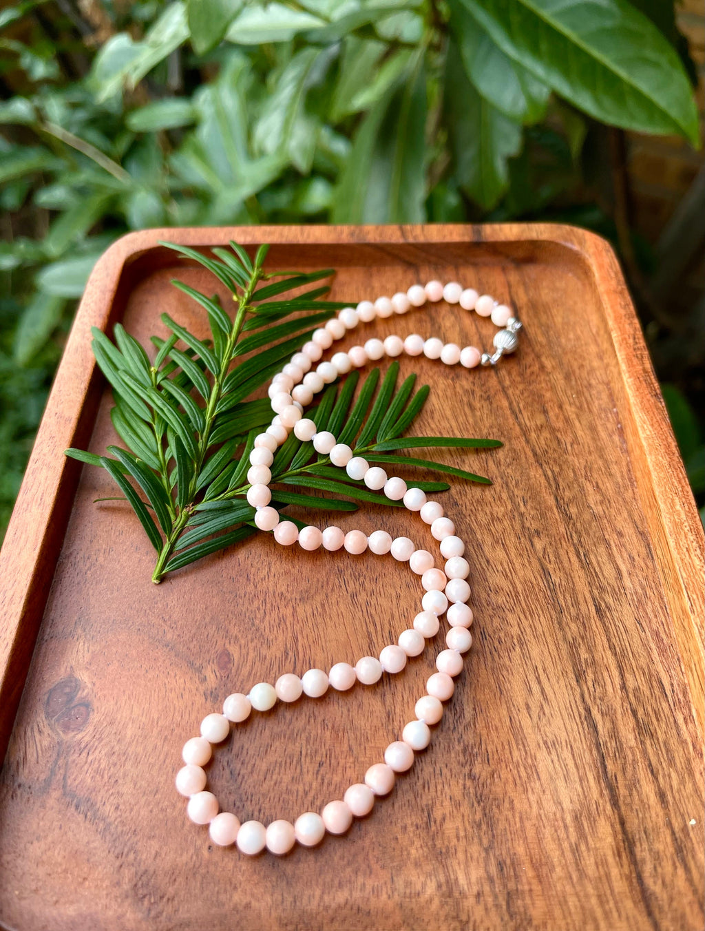 Genuine angel skin coral necklace "Piel de Angel" with solid gold 18k clasp, precious coral from Japan beaded necklace