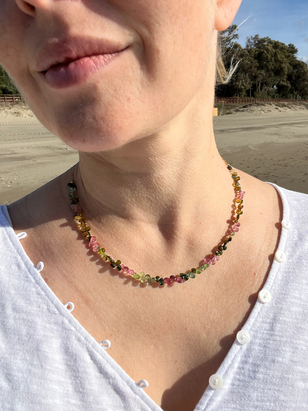 Multi tourmaline briolette necklace