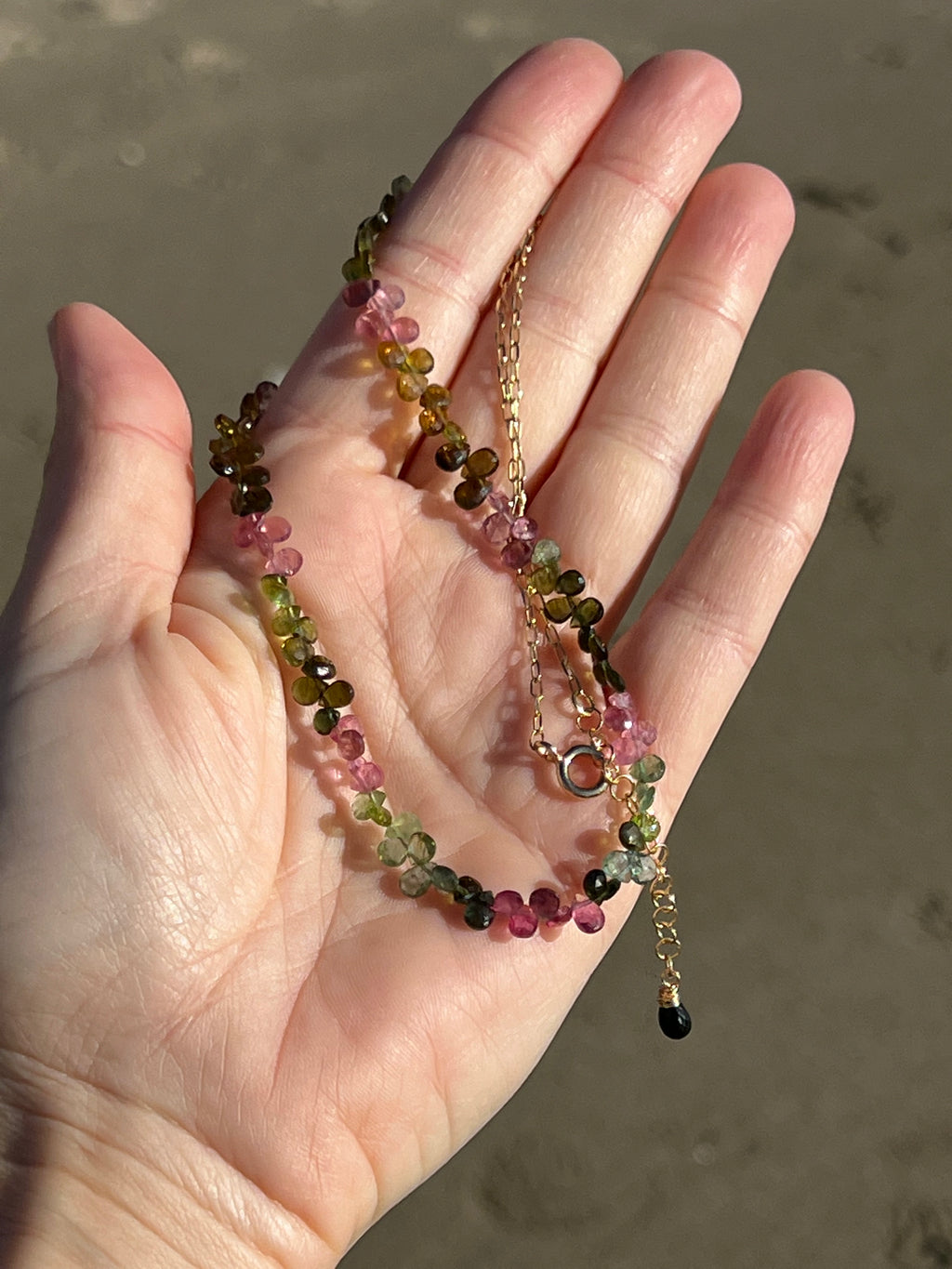 Multi tourmaline briolette necklace