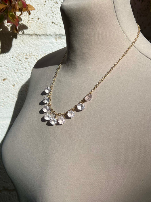Rose quartz necklace on gold vermeil chain