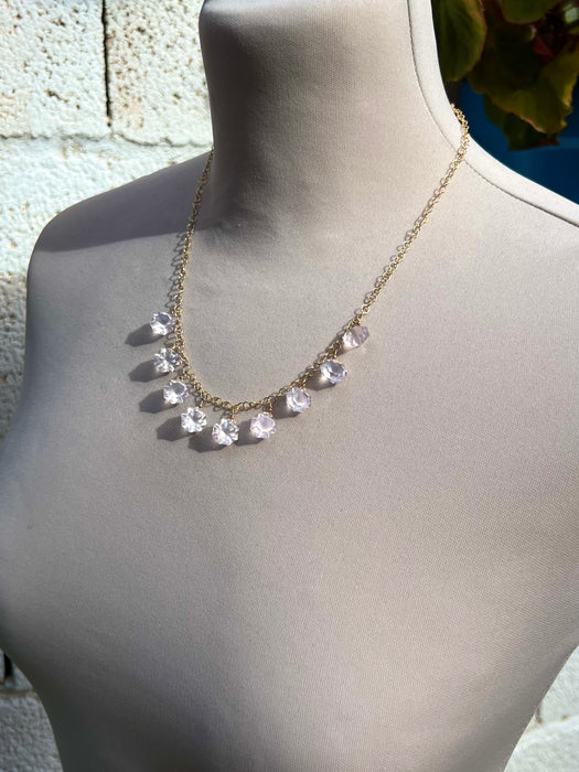Rose quartz necklace on gold vermeil chain