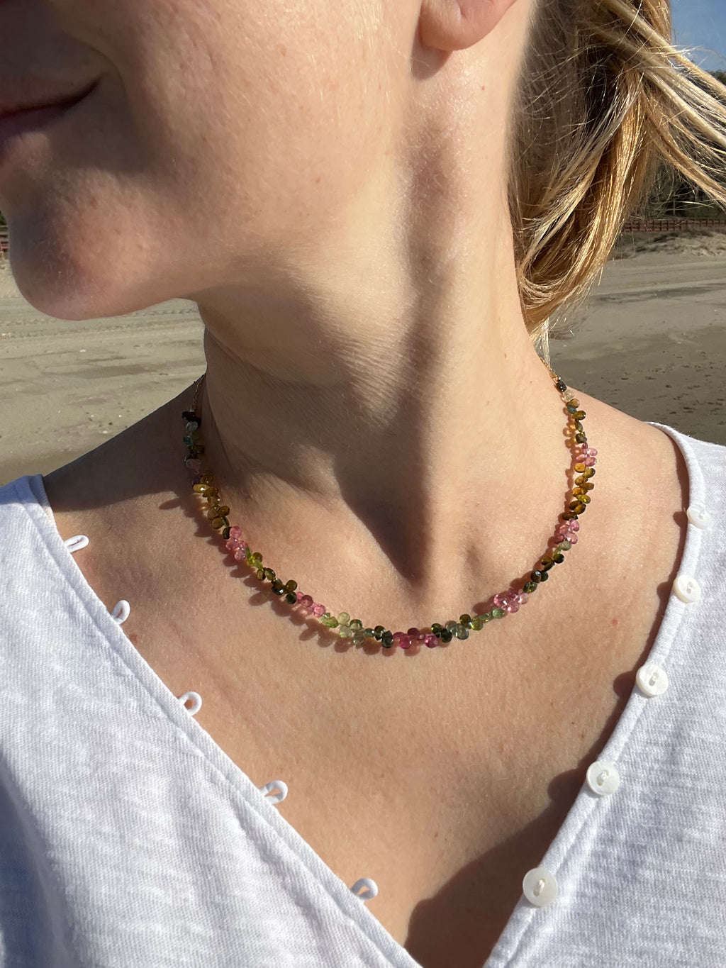 Multi tourmaline briolette necklace