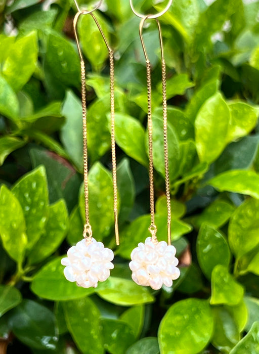 Pearl ball threader earrings
