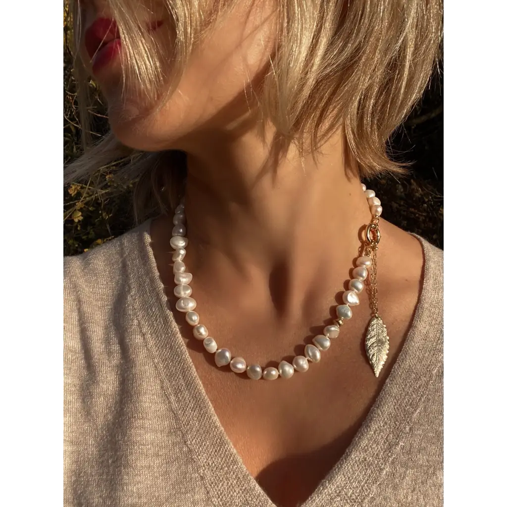 Irregular fresh water pearls necklace with gold plated