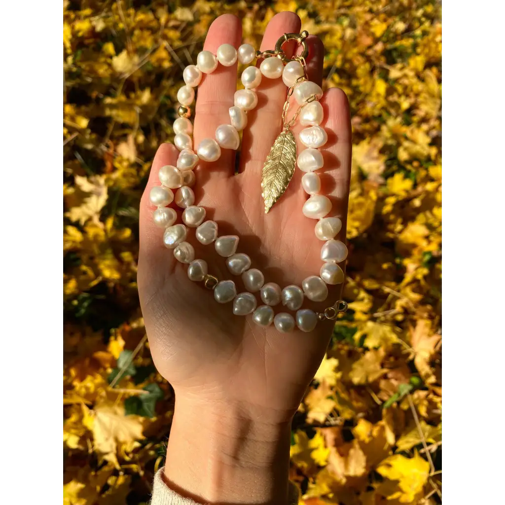 Irregular fresh water pearls necklace with gold plated