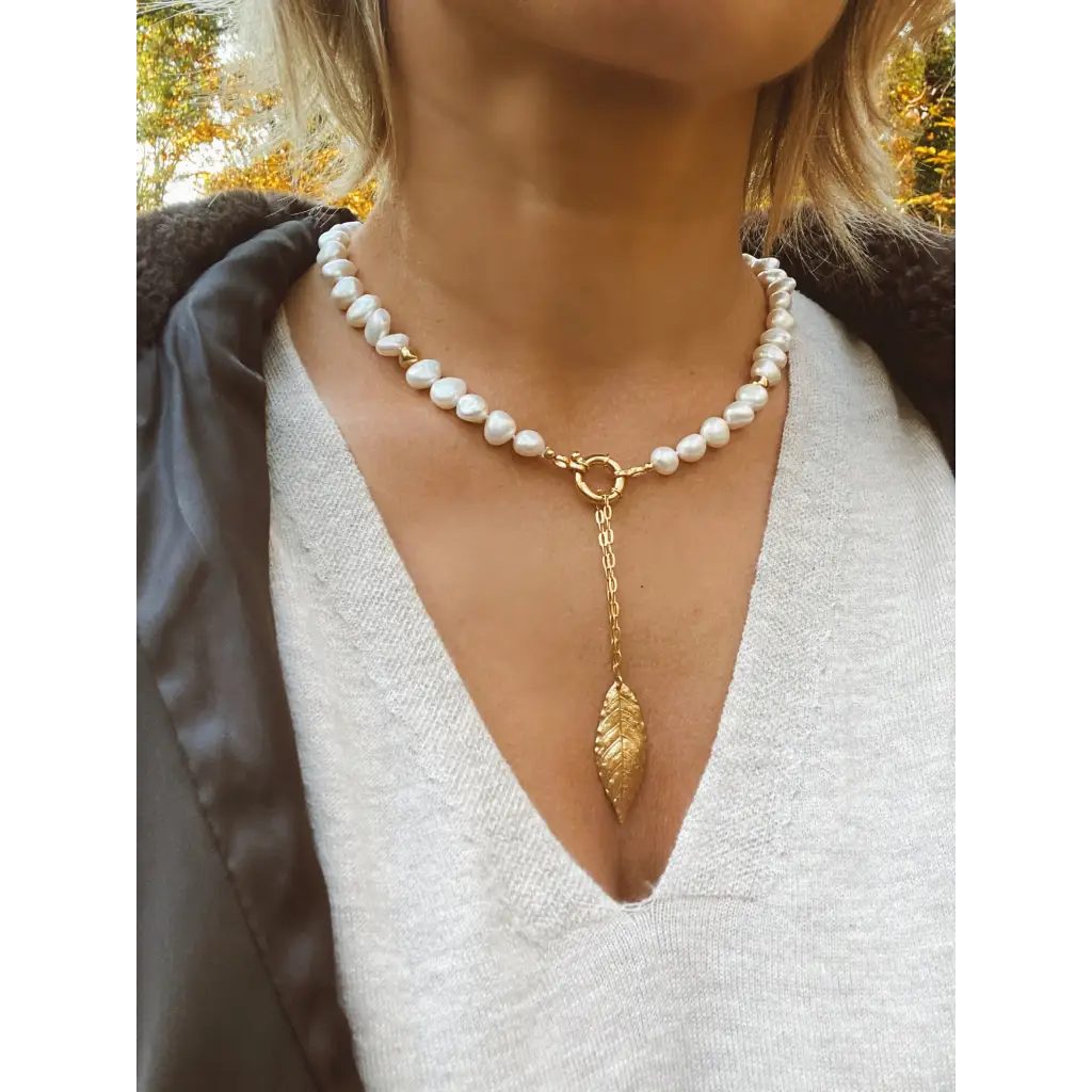 Irregular fresh water pearls necklace with gold plated