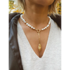 Irregular fresh water pearls necklace with gold plated