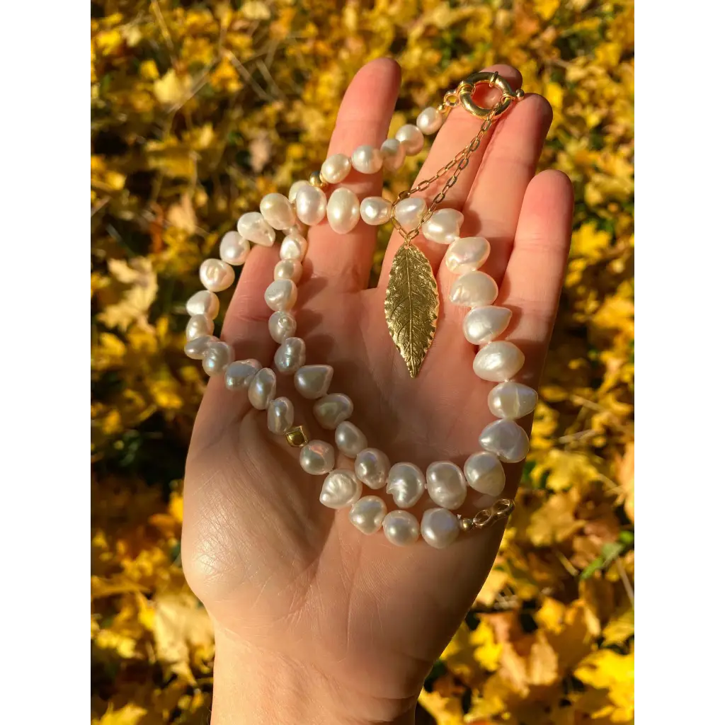 Irregular fresh water pearls necklace with gold plated