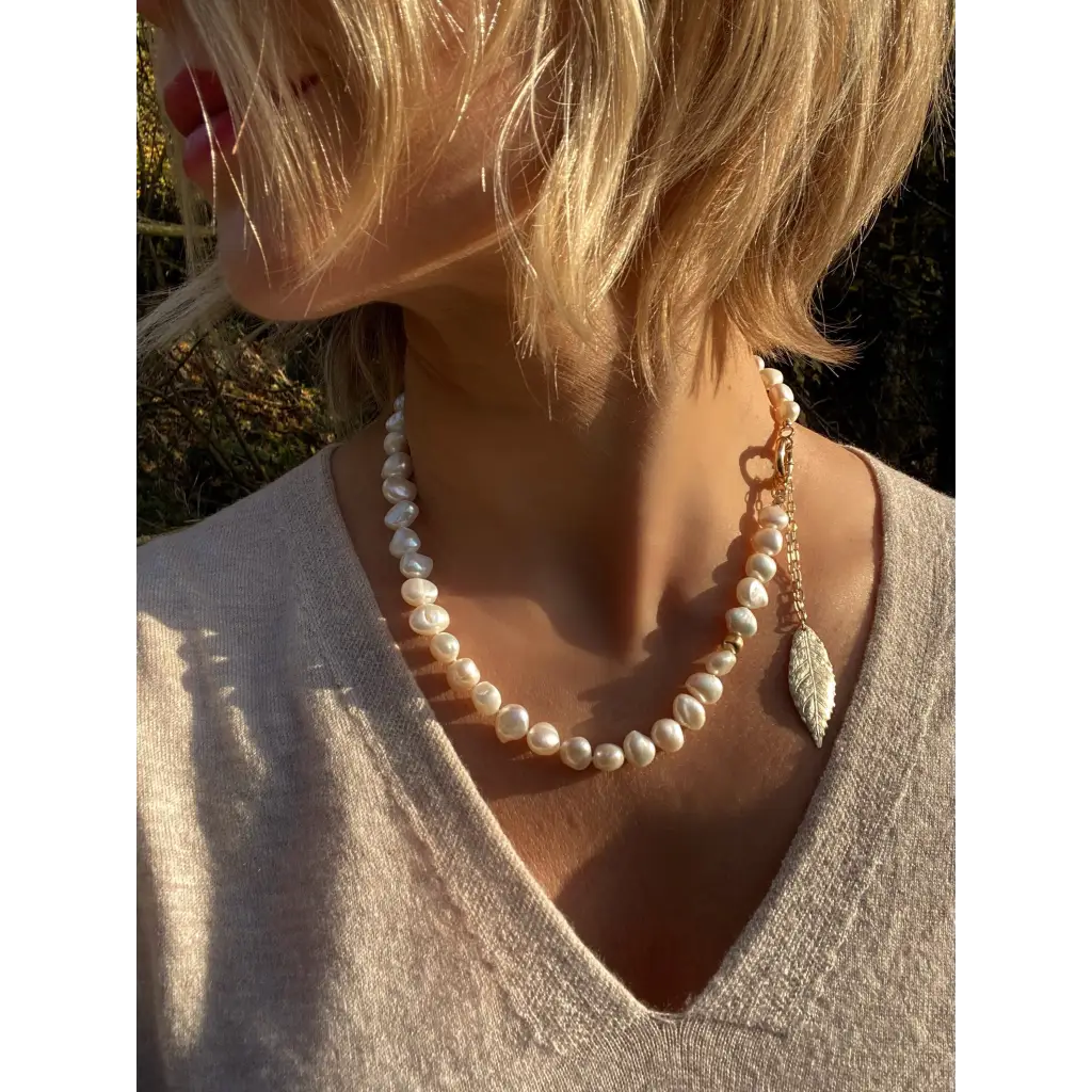 Irregular fresh water pearls necklace with gold plated
