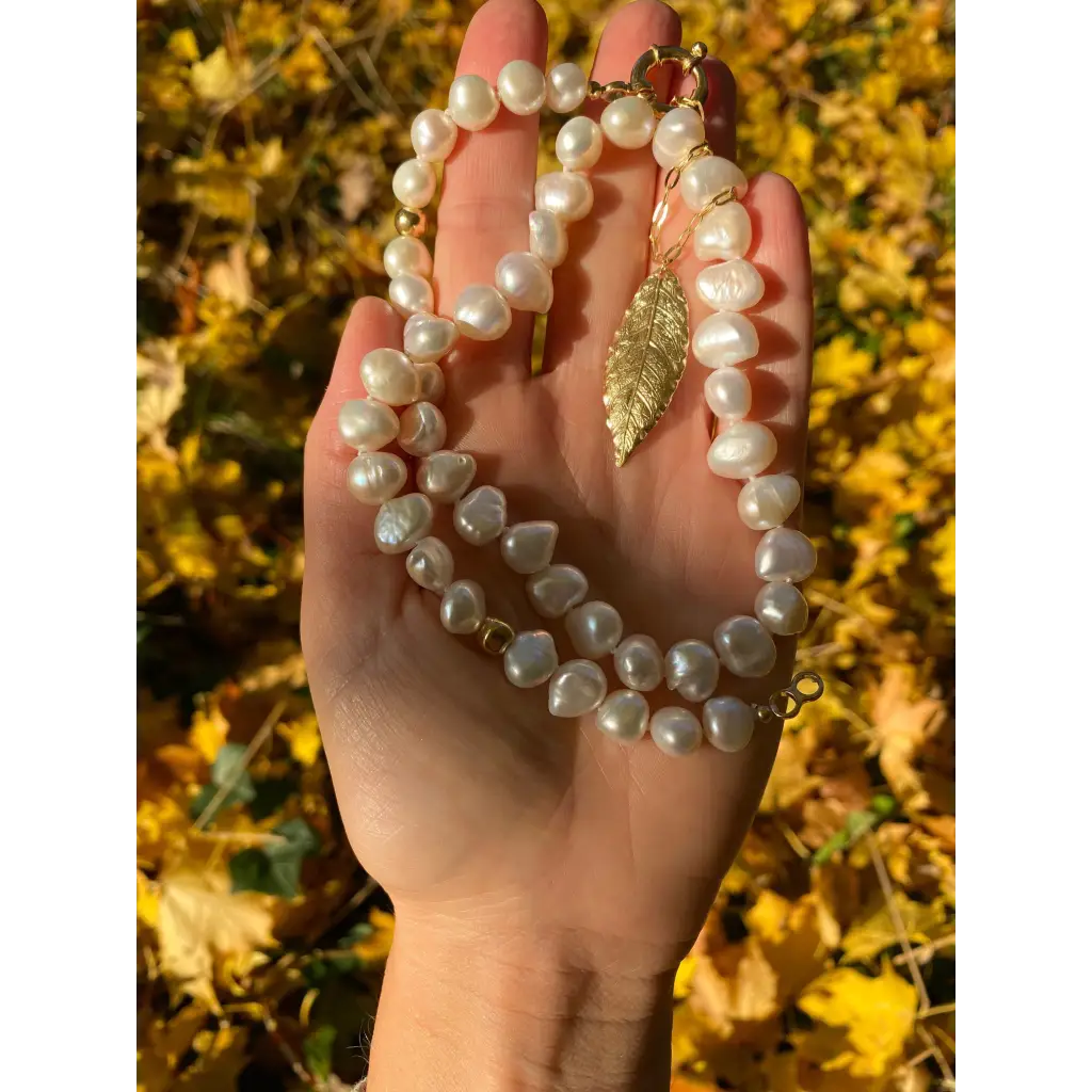 Irregular fresh water pearls necklace with gold plated