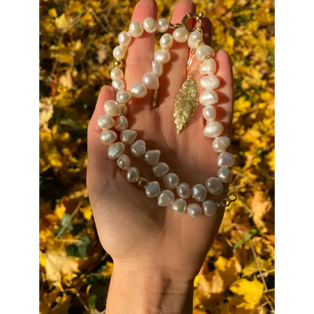 Irregular fresh water pearls necklace with gold plated