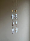 Keshi pearl long drop earrings gold vermeil stud closure