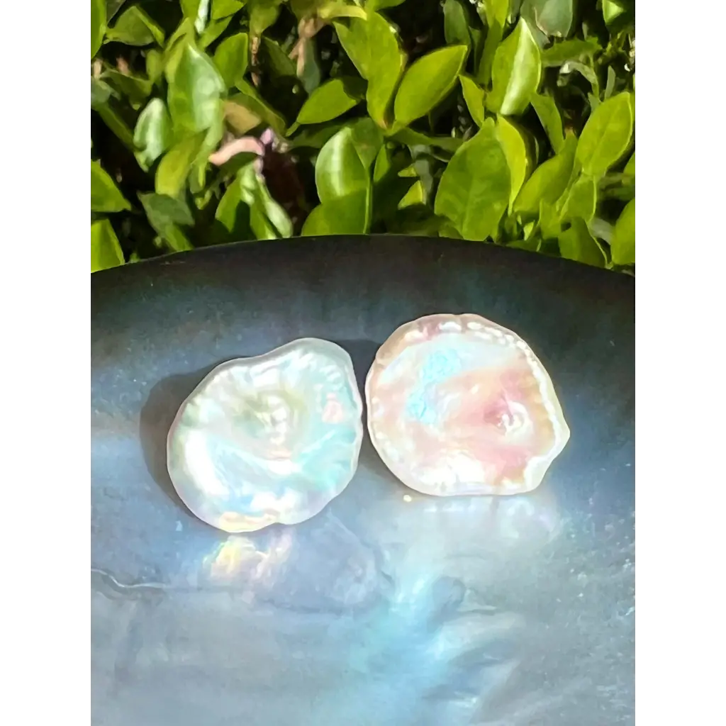 Keshi pearl studs large petal pearl stud earrings Pearl