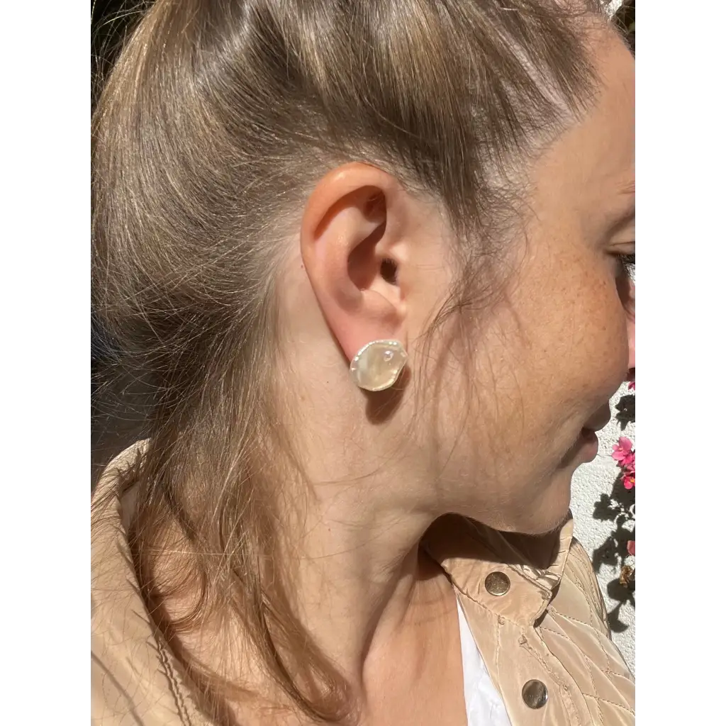 Keshi pearl studs large petal pearl stud earrings Pearl