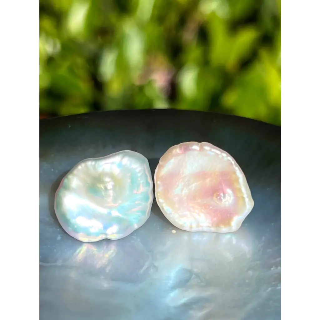 Keshi pearl studs large petal pearl stud earrings Pearl