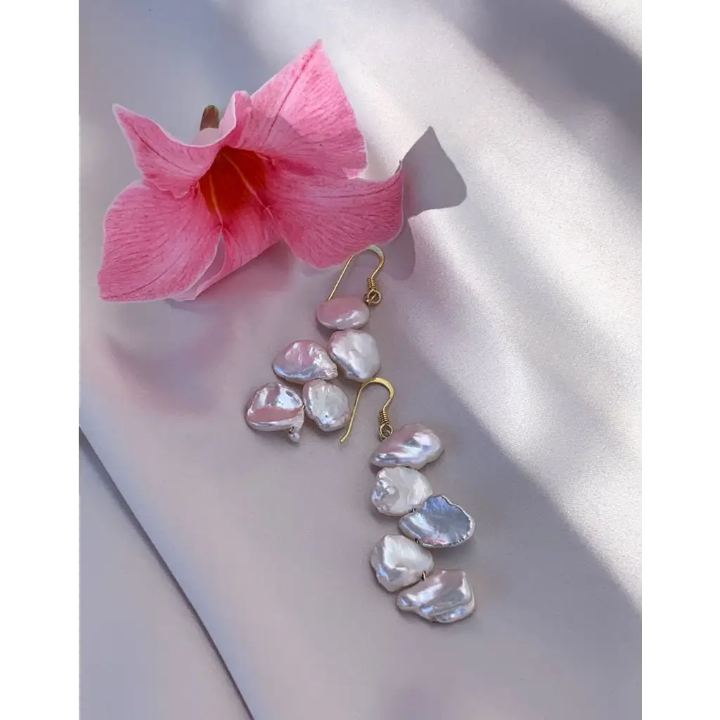 Keshi pearls and Gold Plated Silver earrings Baroque Pearl