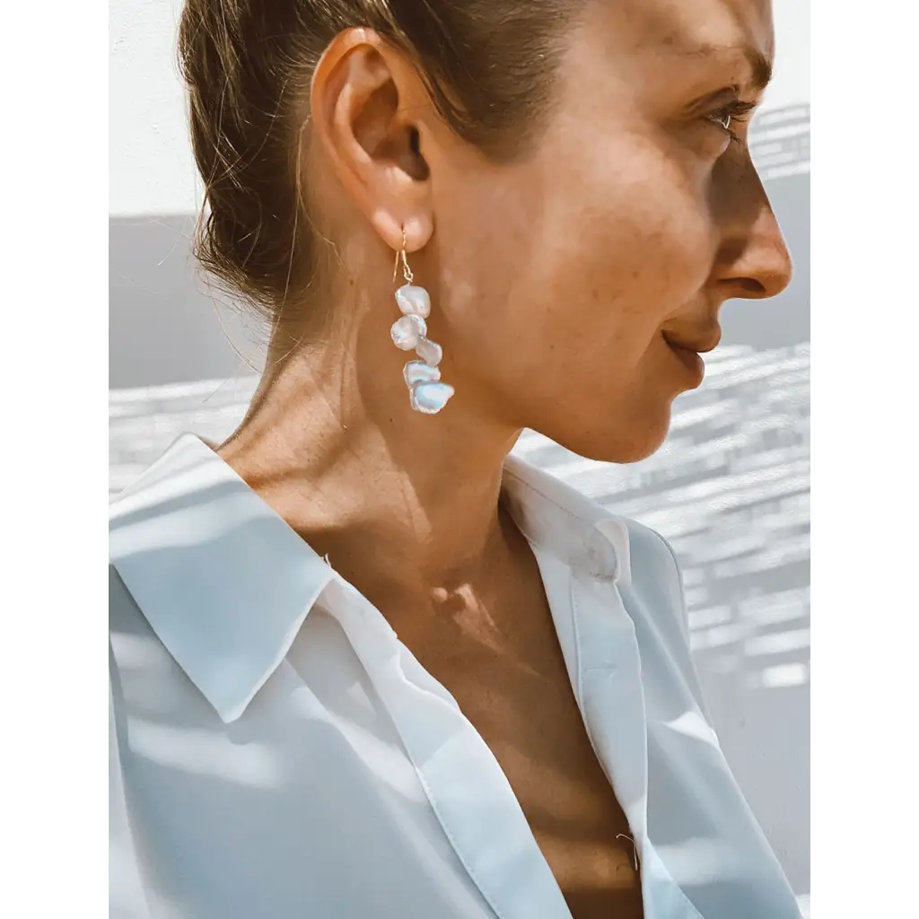 Keshi pearls and Gold Plated Silver earrings Baroque Pearl