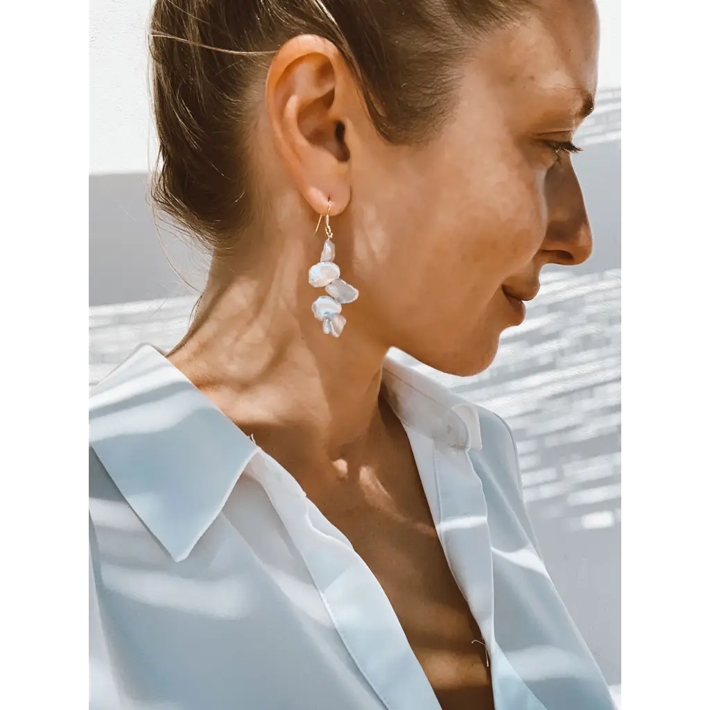 Keshi pearls and Gold Plated Silver earrings Baroque Pearl