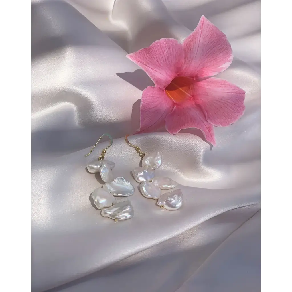 Keshi pearls and Gold Plated Silver earrings Baroque Pearl