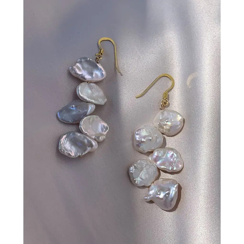 Keshi pearls and Gold Plated Silver earrings Baroque Pearl