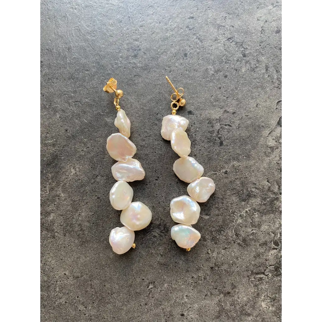 Keshi pearls drop earrings gold filled silver studs