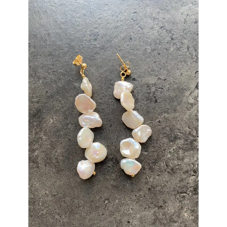 Keshi pearls drop earrings gold filled silver studs