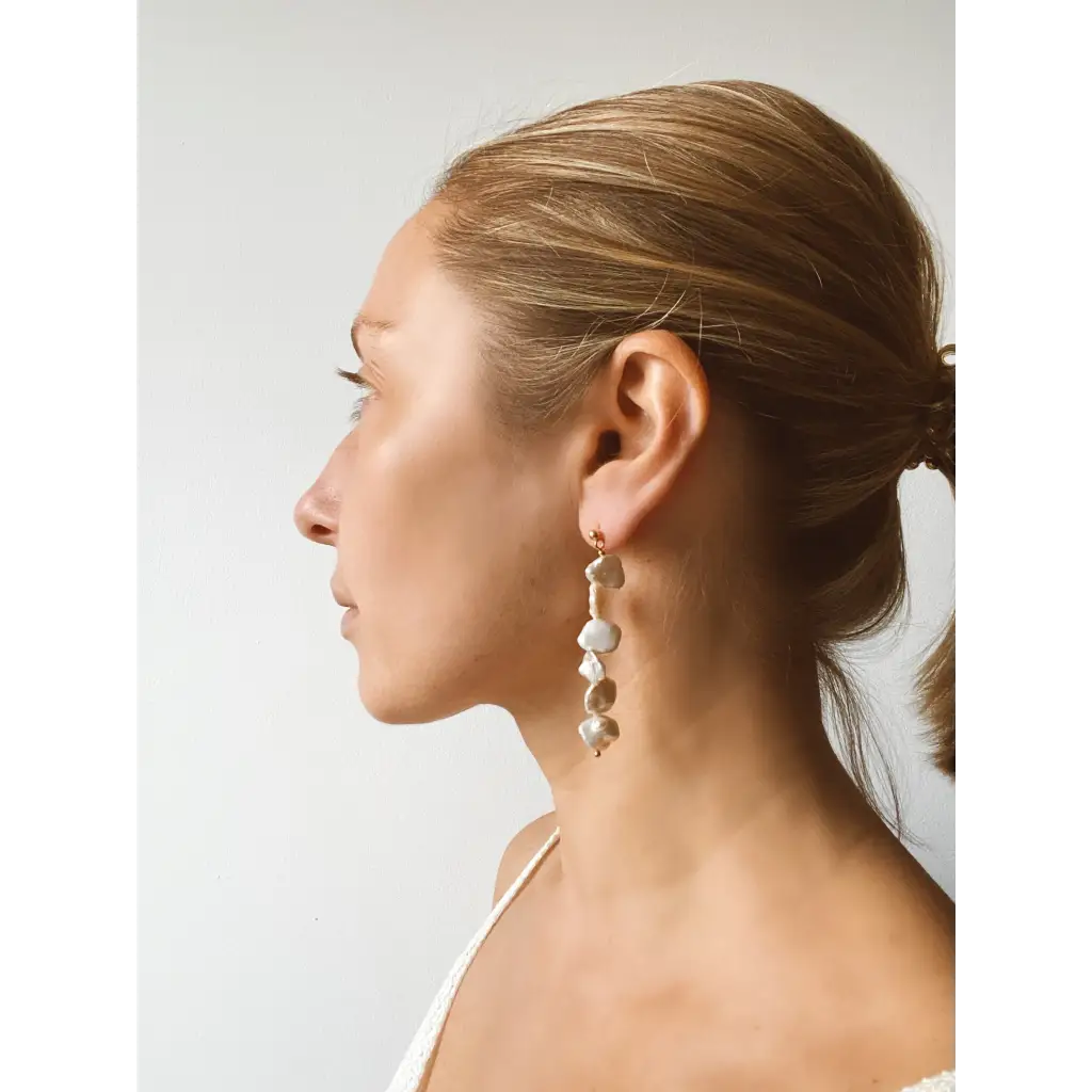 Keshi pearls drop earrings gold filled silver studs