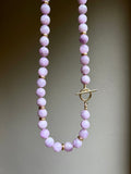 Kunzite classic beaded necklace with gold vermeil details