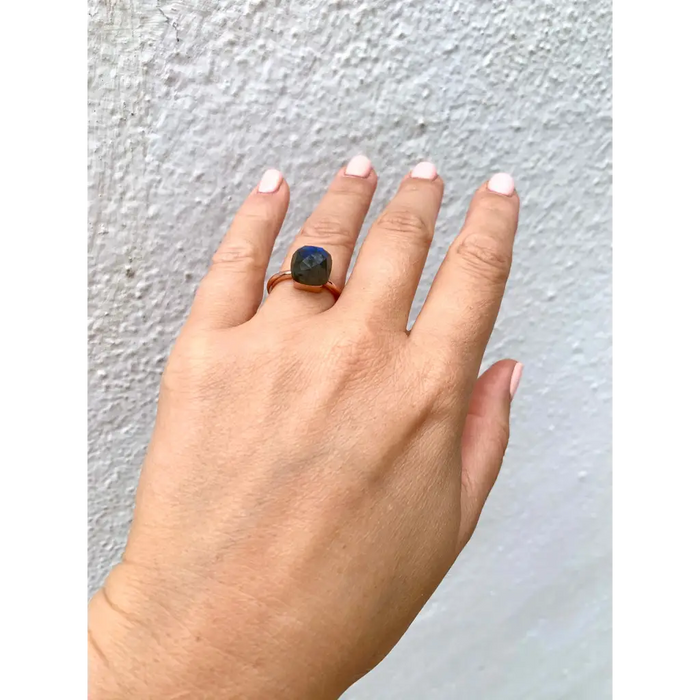 Labradorite statement ring gemstone ring in gold plated