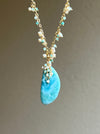 Laguna Necklace - larimar pearls and amazonite dainty