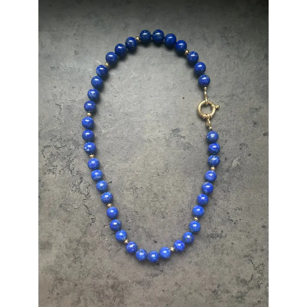 Lapis lazuli and gold vermeil beaded necklace classic
