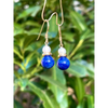 Lapis lazuli and pearl drop earrings cute gemstone earrings