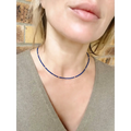 Lapis lazuli and solid gold minimalist necklace small
