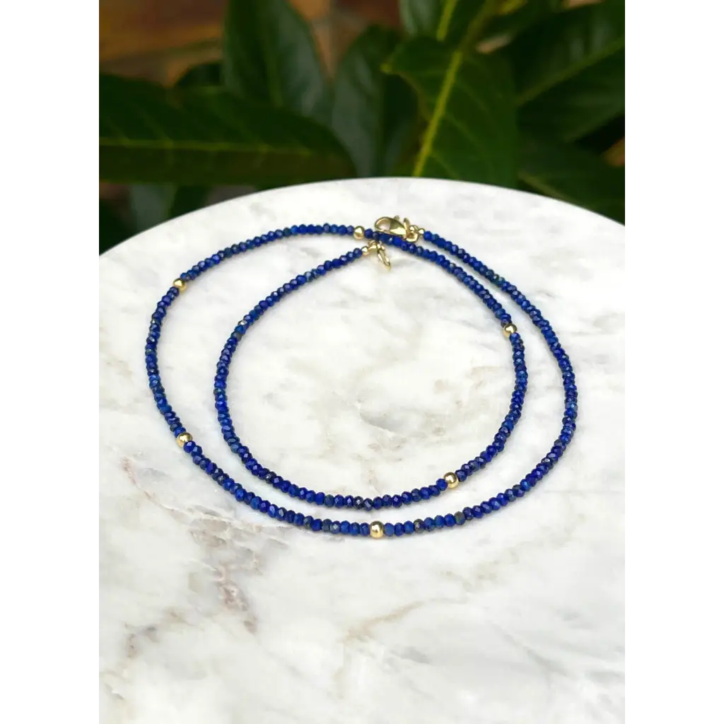 Lapis lazuli and solid gold minimalist necklace small