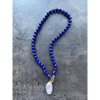 Lapis lazuli beaded necklaces with baroque pearl pendant