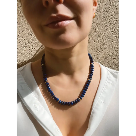 Lapis lazuli knotted necklace layering beaded necklace third