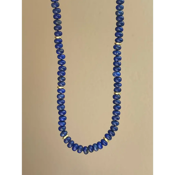 Lapis lazuli knotted necklace layering beaded necklace third