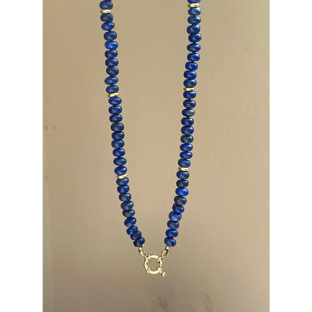 Lapis lazuli knotted necklace layering beaded necklace third