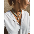 Large Amazonite beads and white baroque pearl necklace