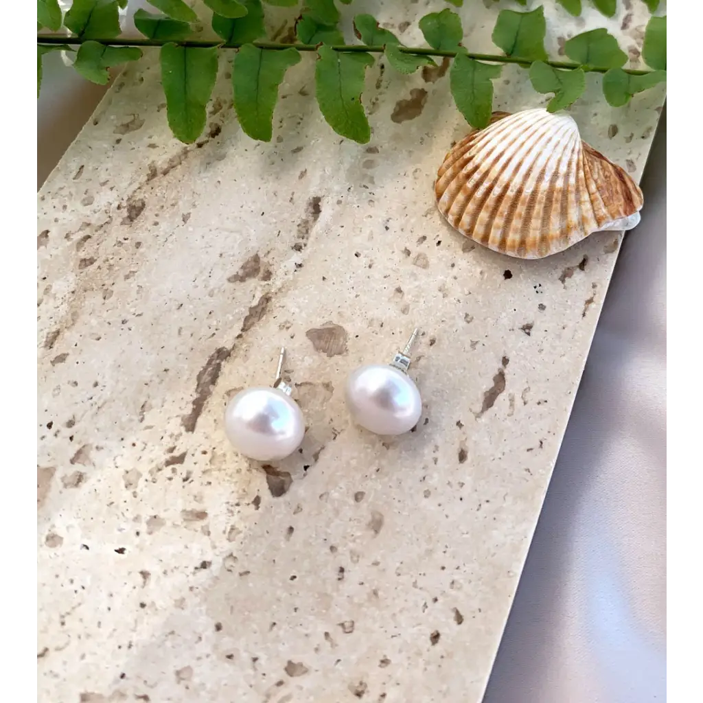 Large Genuine Pearl Stud Earrings Fresh water pearl