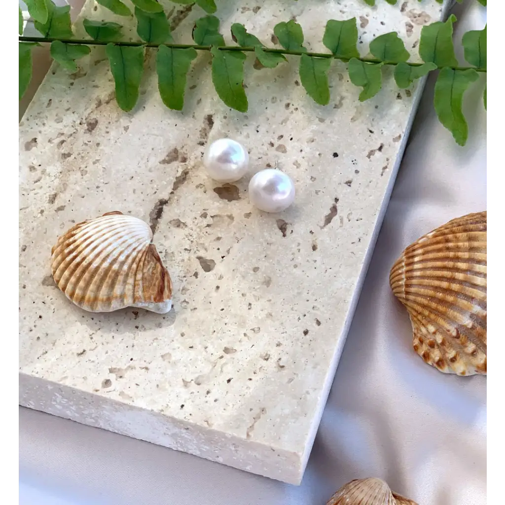 Large Genuine Pearl Stud Earrings Fresh water pearl