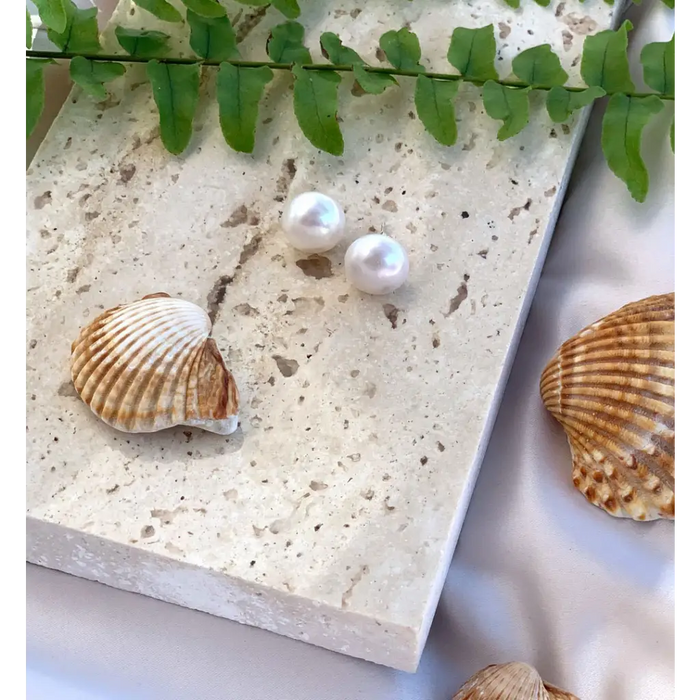 Large Genuine Pearl Stud Earrings Fresh water pearl