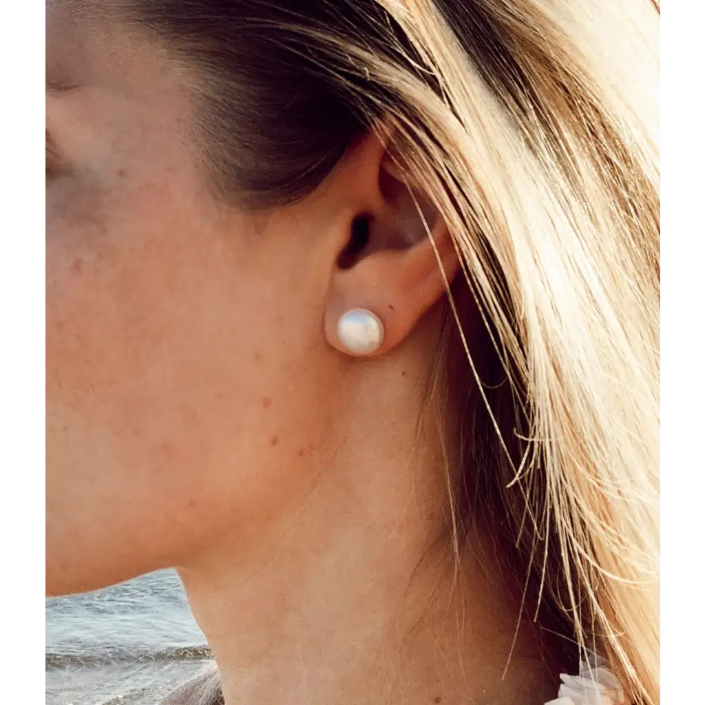Large Genuine Pearl Stud Earrings Fresh water pearl