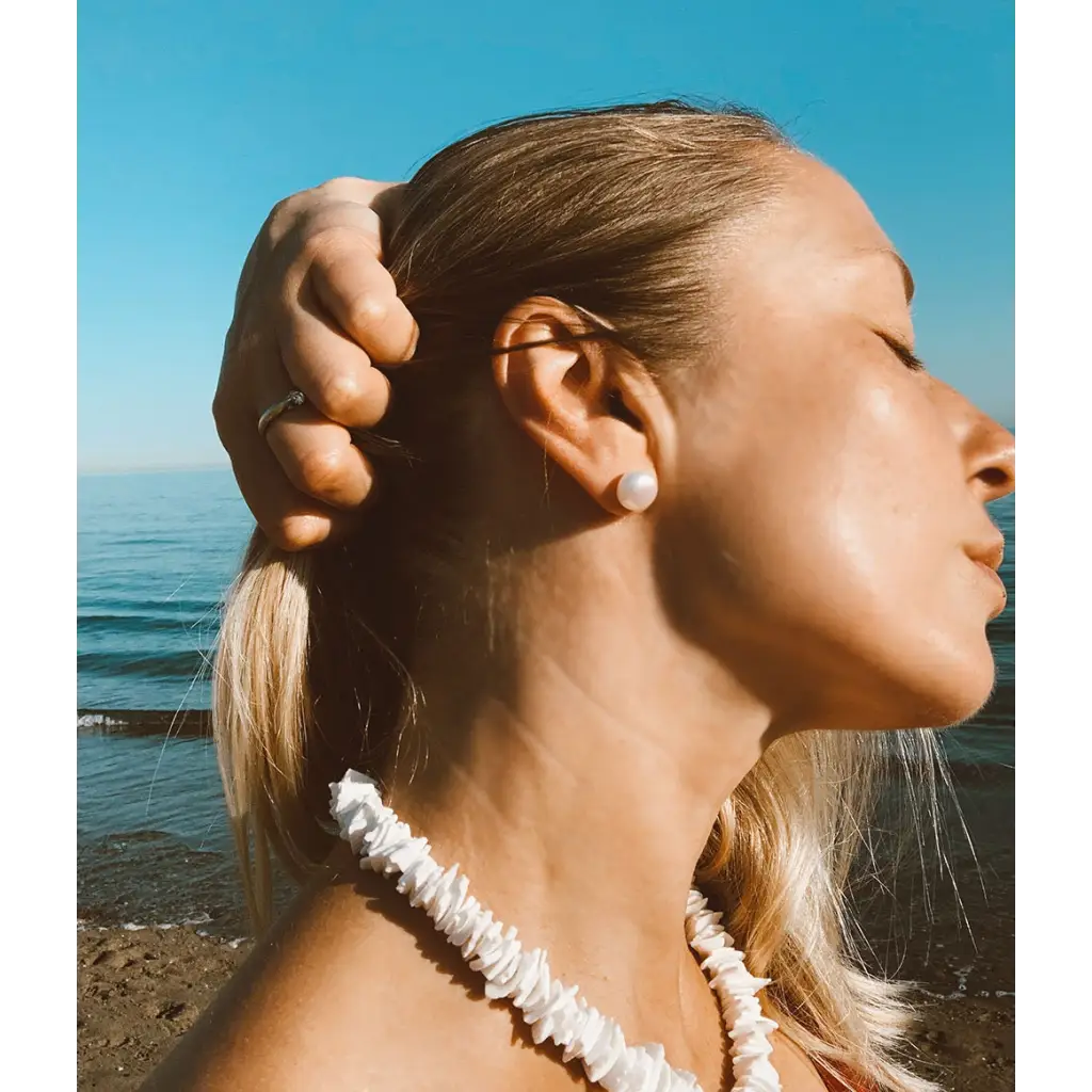 Large Genuine Pearl Stud Earrings Fresh water pearl