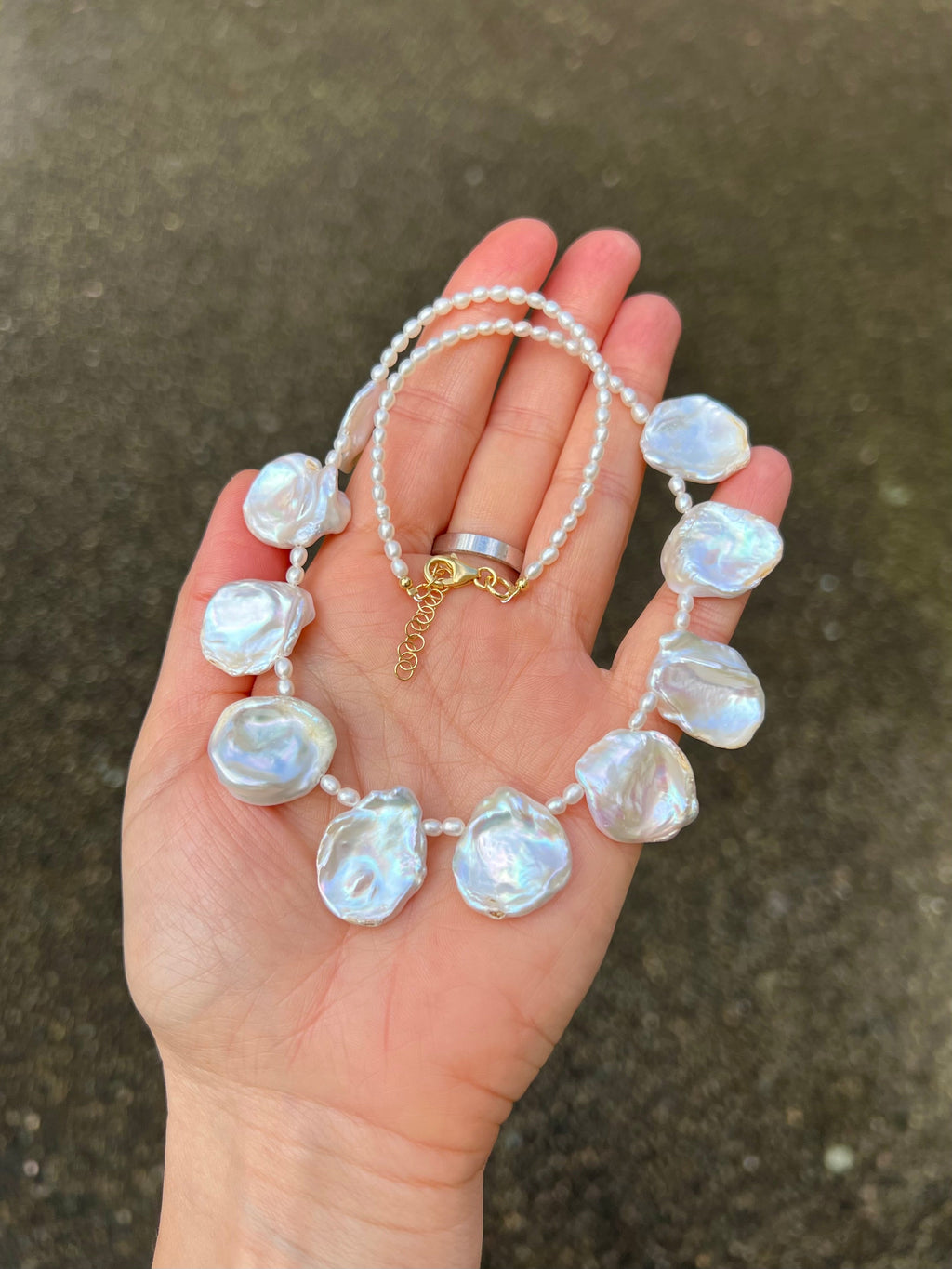 Large Petal Pearl Necklace Teresa Beaded Necklaces