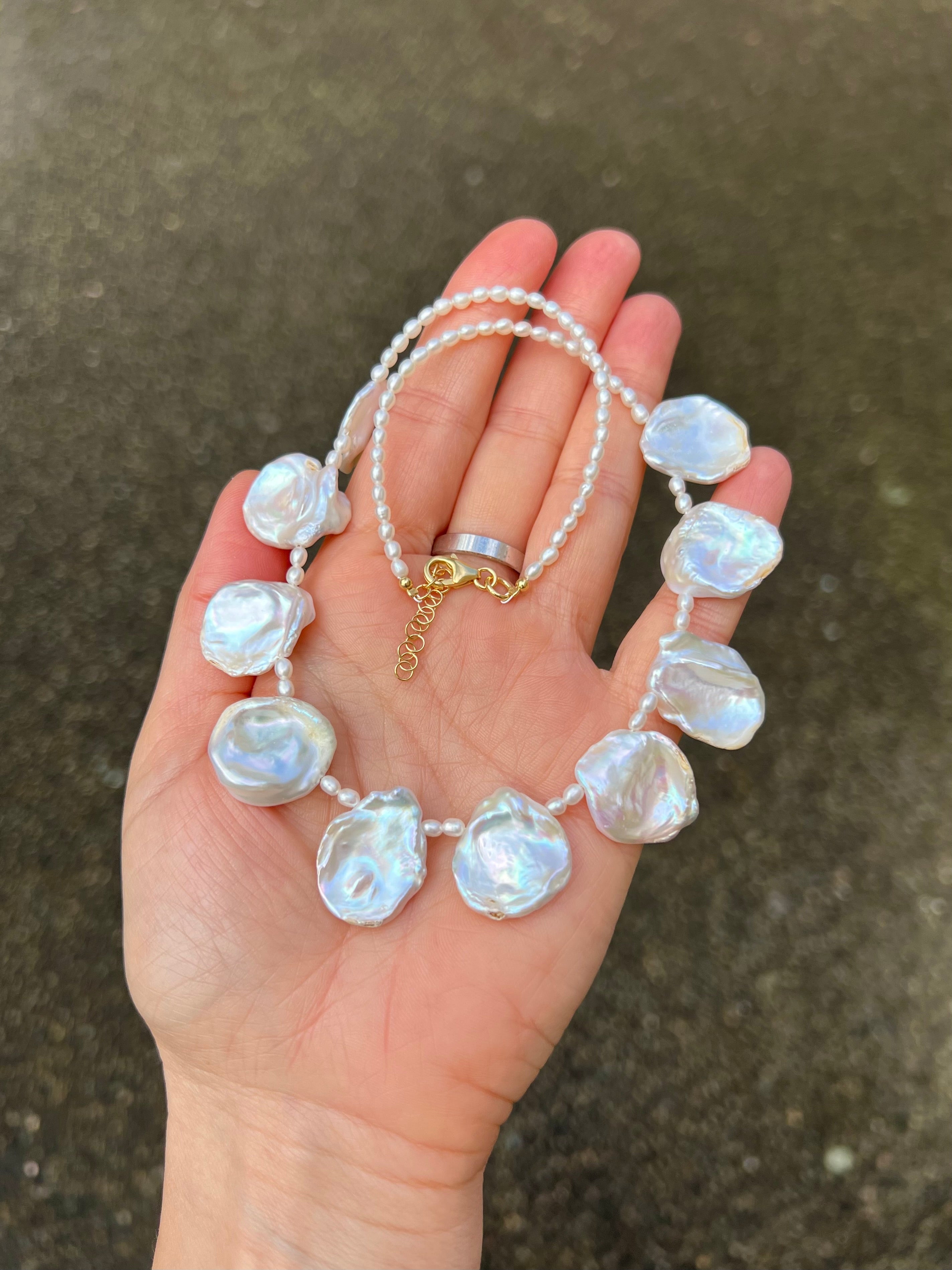 Large Petal Pearl Necklace Teresa Beaded Necklaces