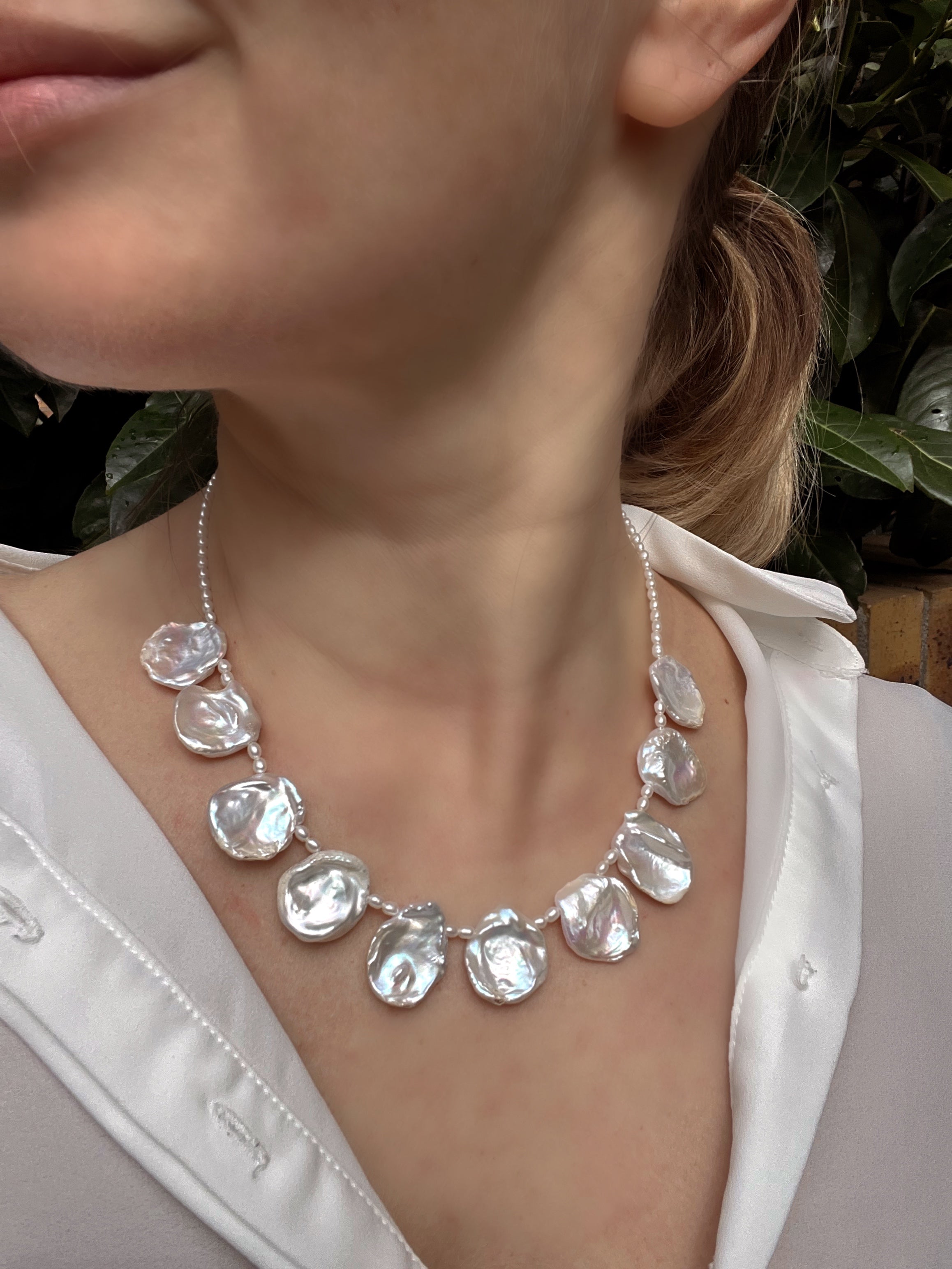 Large Petal Pearl Necklace Teresa Beaded Necklaces